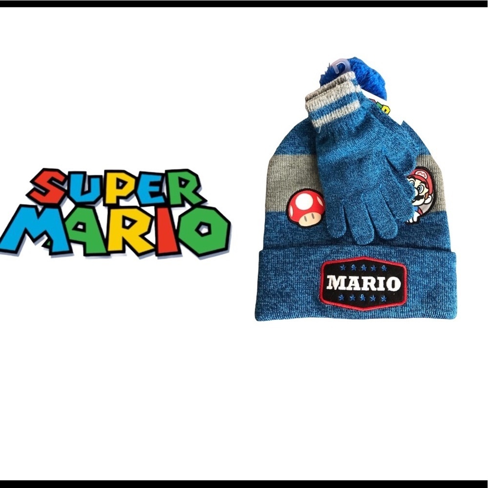 NWT MARIO KART HAT AND GLOVE SET